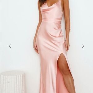Women’s pink satin dress, women’s formal dress